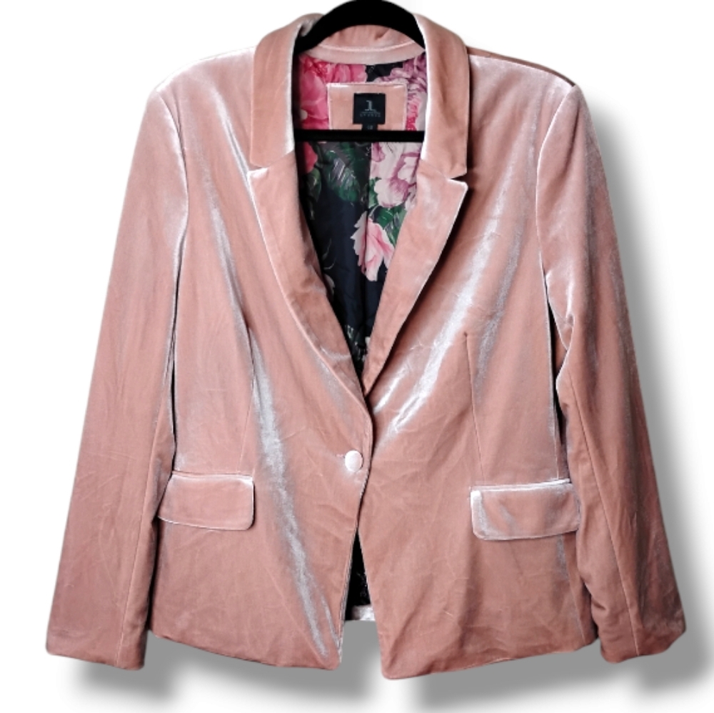 Jules & Leopold Blush Pink Velvet Blazer